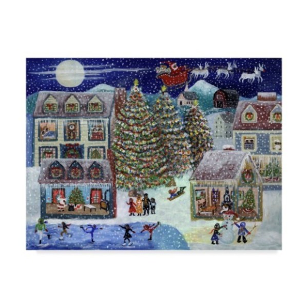 Trademark Fine Art Cheryl Bartley 'Santa Christmas Village' Canvas Art, 14x19 ALI41062-C1419GG